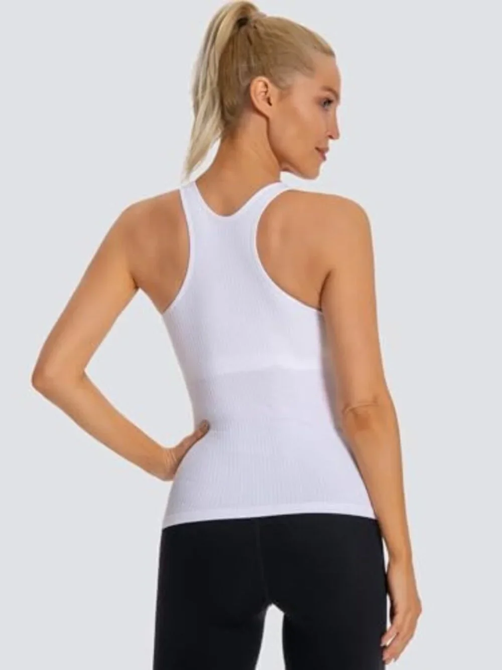 Ribbed Workout Tank Top for Women with Built-In Bra | Activewear & Fitness Top